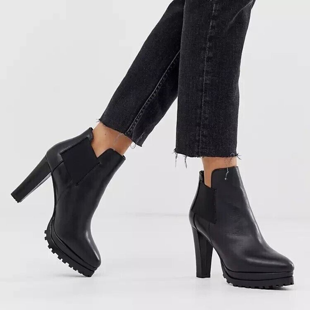 Allsaints ALLR-WZ86 Women's Sz 36 US 6 Black Sarris Heeled Leather Boots